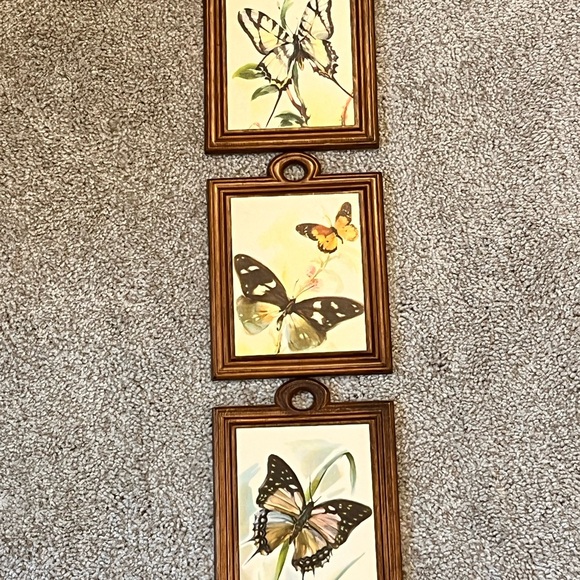 3 Charming Vintage Arthur A. Kaplan Butterflies on Wood prints - Picture 12 of 16